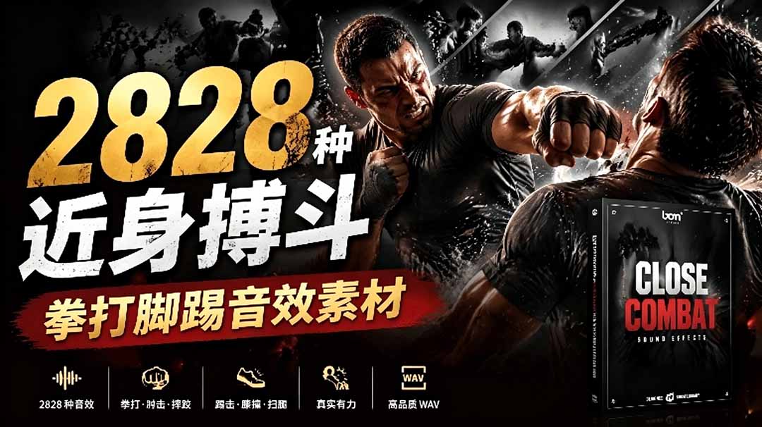 宝藏级别音效！2828种近身搏斗拳打脚踢音效素材，全部中文分类，免解压使用 Close Combat-抖音新作品监控助手