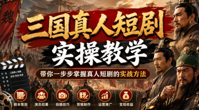 三国真人短剧实操教学，带你一步步掌握真人短剧的实战方法-抖音新作品监控助手
