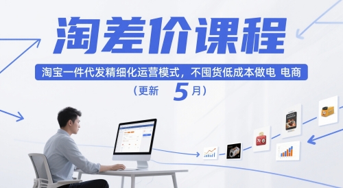 淘差价课程，淘宝一件代发精细化运营模式，不囤货低成本做电商(更新26年7月)-抖音新作品监控助手