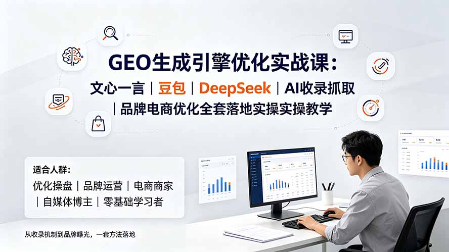 GEO生成引擎优化实战课：文心一言｜豆包｜DeepSeek｜AI收录抓取｜品牌电商优化全套落地实操教学-抖音新作品监控助手