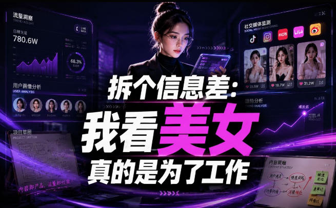 【理直气壮】我给看美女找了一个非常恰当的理由，信息差项目-抖音新作品监控助手