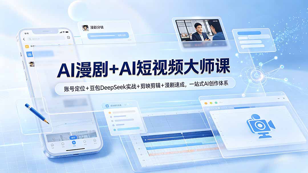 AI漫剧+AI短视频大师课：账号定位+豆包DeepSeek实战+剪映剪辑+漫剧速成，一站式AI创作体系-抖音新作品监控助手