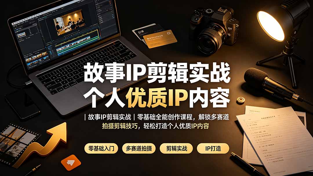 故事IP剪辑实战｜零基础全能创作课程，解锁多赛道拍摄剪辑技巧，轻松打造个人优质IP内容-抖音新作品监控助手