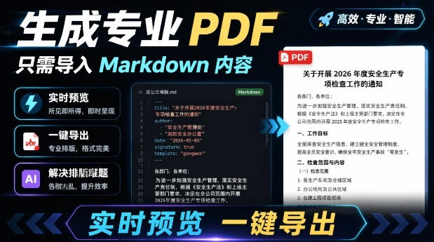 只需导入Markdown内容，实时预览一键导出专业PDF！轻松解决AI生成内容排版问题Presto-抖音新作品监控助手