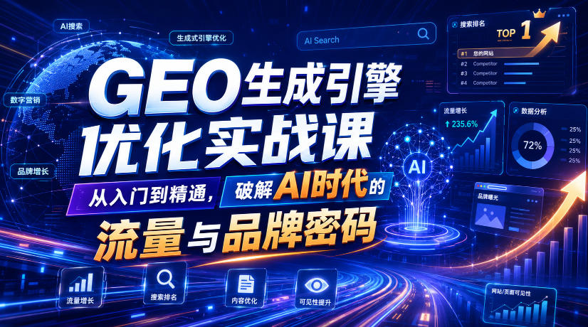 GEO生成引擎优化实战课，从入门到精通，破解AI时代的流量与品牌密码-抖音新作品监控助手