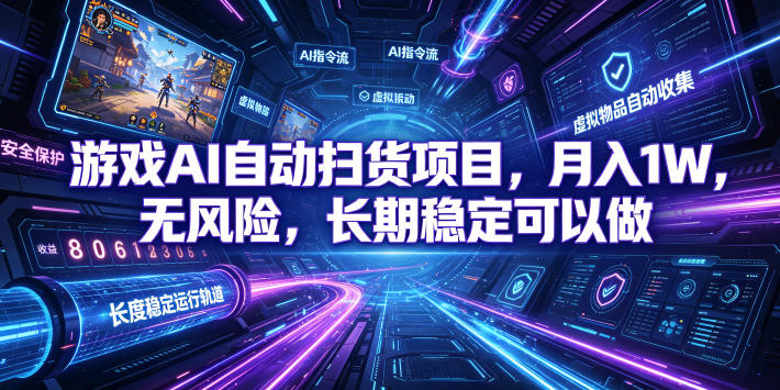 不用游戏技术，AI全自动扫货捡漏，低投入，轻松月入上万无压力！-抖音新作品监控助手