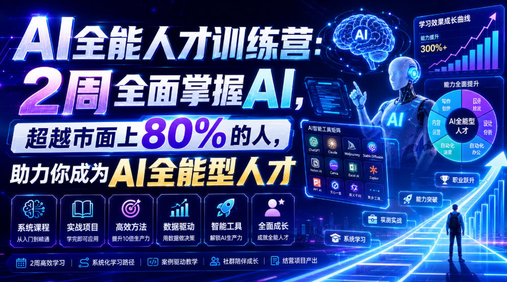 AI全能人才训练营：2周全面掌握AI，超越市面上80%的人，助力你成为AI全能型人才-抖音新作品监控助手