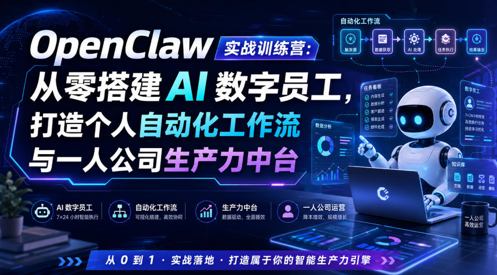 OpenClaw实战训练营：从零搭建AI数字员工，打造个人自动化工作流与一人公司生产力中台-抖音新作品监控助手