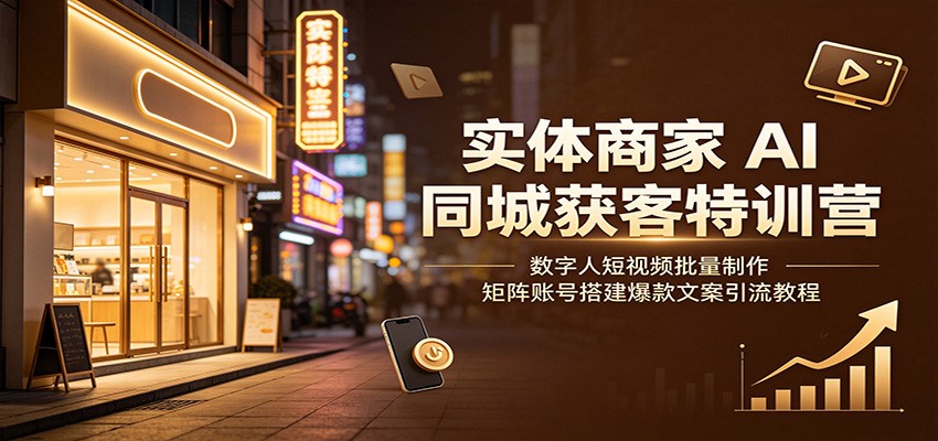 实体商家AI同城获客特训营：数字人短视频批量制作，矩阵账号搭建爆款文案引流教程-抖音新作品监控助手