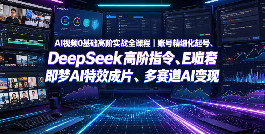 AI视频0基础高阶实战全课程｜账号精细化起号、DeepSeek高阶指令、即梦AI特效成片、多赛道AI短视频量产变现-抖音新作品监控助手