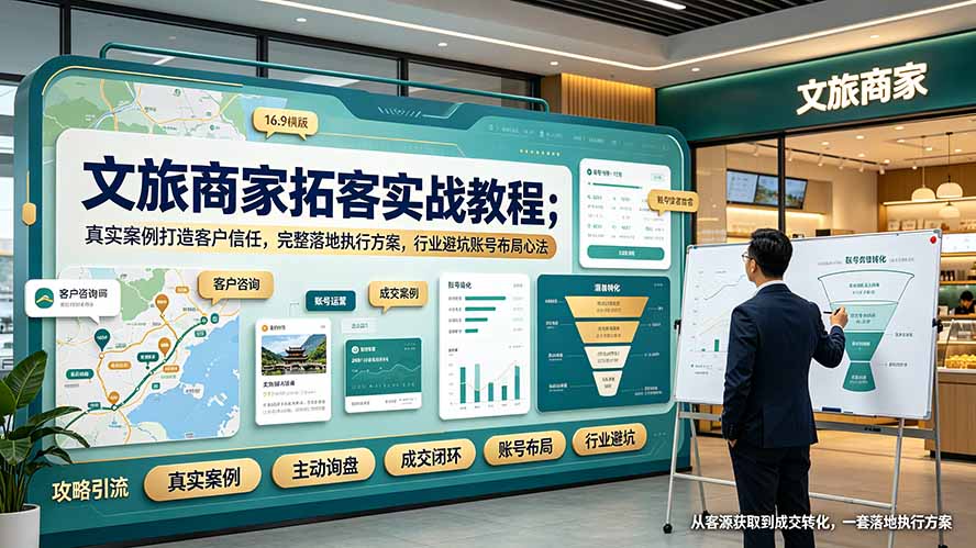 文旅商家拓客实战教程；真实案例打造客户信任，完整落地执行方案，行业避坑账号布局心法-抖音新作品监控助手