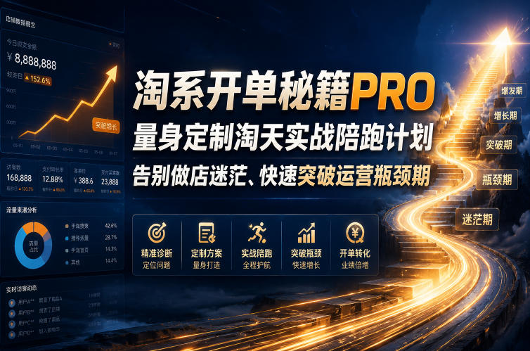 淘系开单秘籍PRO，量身定制淘天实战陪跑计划，告别做店迷茫、快速突破运营瓶颈期(20260715)-抖音新作品监控助手