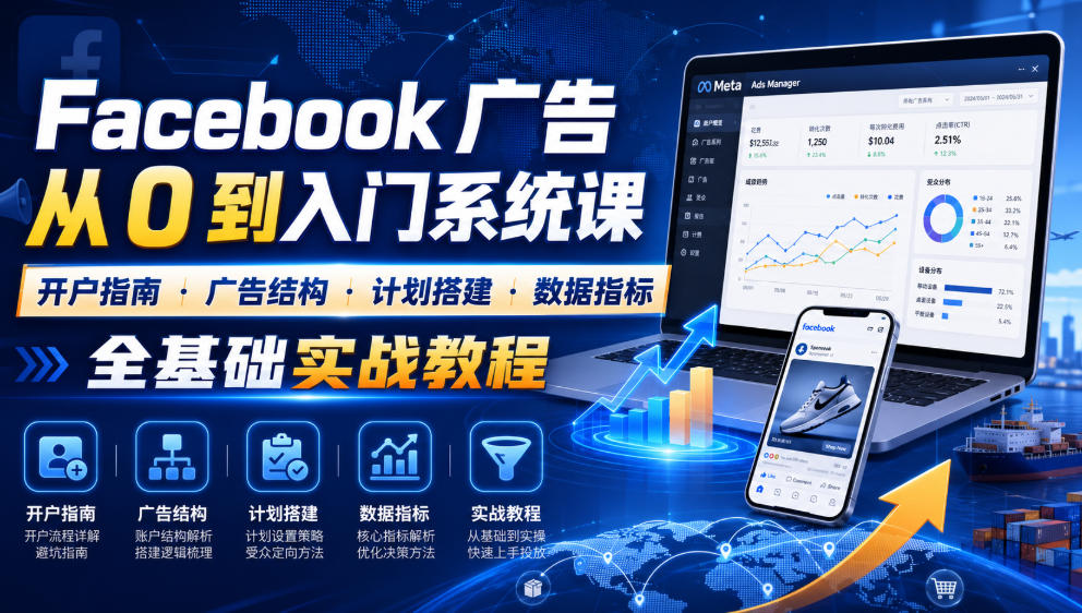 Facebook广告新手从0到入门系统课｜开户指南・广告结构・计划搭建・数据指标全基础实战教程-抖音新作品监控助手