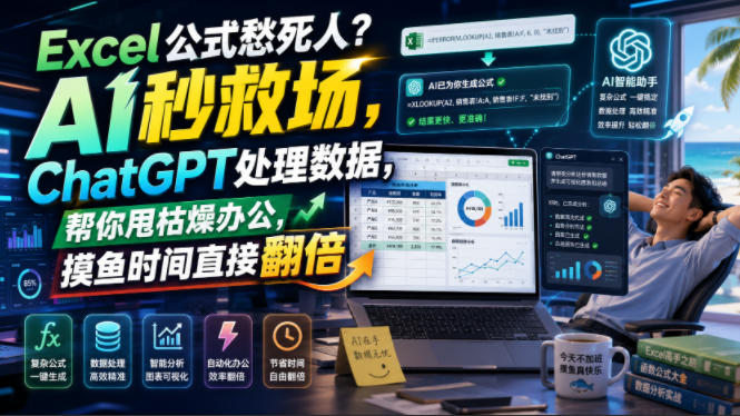 Excel公式愁死人？AI秒救场，ChatGPT处理数据，帮你甩枯燥办公，摸鱼时间直接翻倍【原创双语字幕】-抖音新作品监控助手