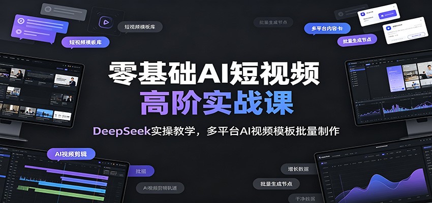 零基础AI短视频高阶实战课：DeepSeek实操教学，多平台AI视频模板批量制作-抖音新作品监控助手