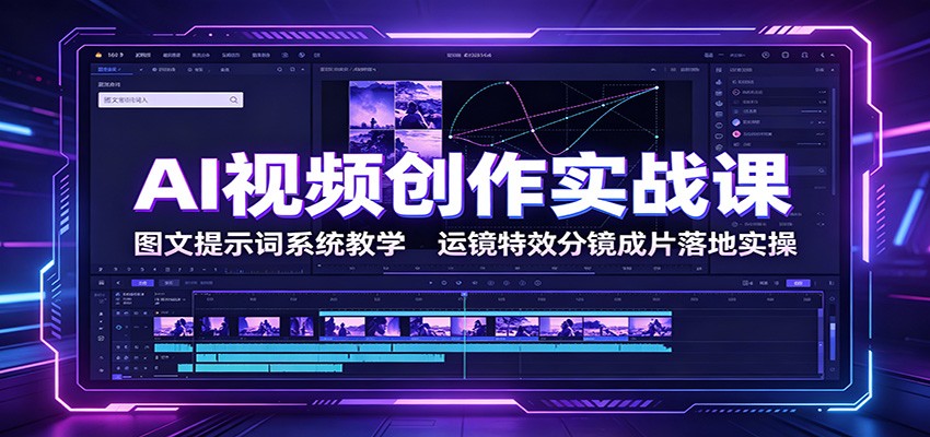 AI视频创作实战课：图文提示词系统教学，运镜特效分镜成片落地实操-抖音新作品监控助手