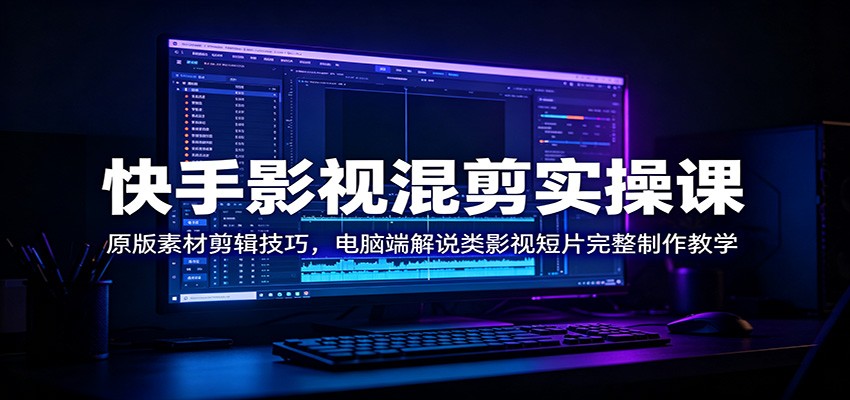快手影视混剪实操课：原版素材剪辑技巧，电脑端解说类影视短片完整制作教学-抖音新作品监控助手