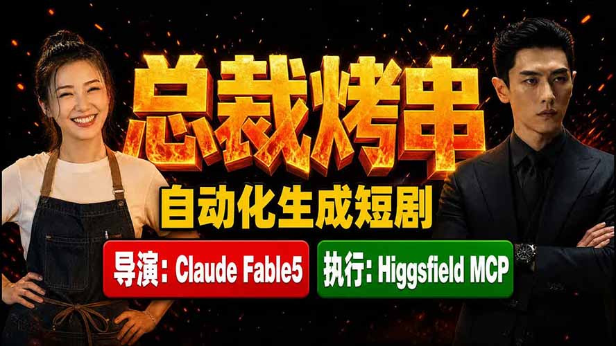 《总裁烤串》真人短剧全自动诞生！Claude Fable5 当导演，Higgsfield MCP 执行！-抖音新作品监控助手