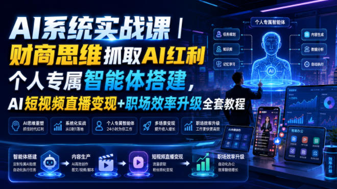 AI系统实战课｜财商思维抓取AI红利｜个人专属智能体搭建，AI短视频直播变现+职场效率升级全套教程-抖音新作品监控助手