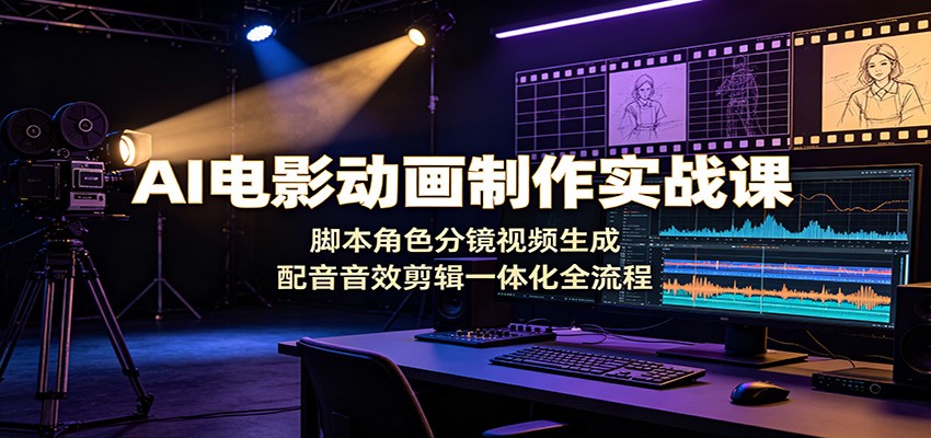 AI电影动画制作实战课：脚本角色分镜视频生成，配音音效剪辑一体化全流程-抖音新作品监控助手