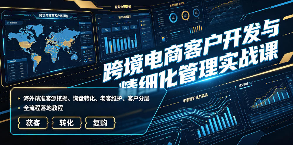 跨境电商客户开发与精细化管理实战课｜海外精准客源挖掘、询盘转化、老客维护、客户分层全流程落地教程-抖音新作品监控助手