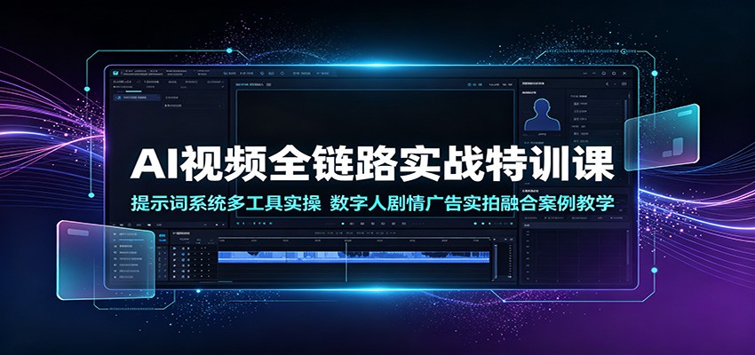 AI视频全链路实战特训课：提示词系统多工具实操，数字人剧情广告实拍融合案例教学-抖音新作品监控助手
