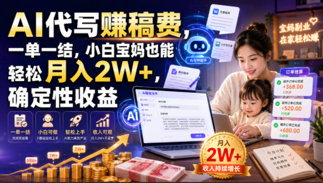 AI代写賺稿费，一单一结，小白宝妈也能轻松月入2W+，确定性收益【揭秘】-抖音新作品监控助手