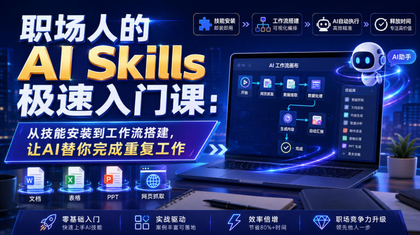 职场人的AI Skills极速入门课：从技能安装到工作流搭建，让AI替你完成重复工作-抖音新作品监控助手