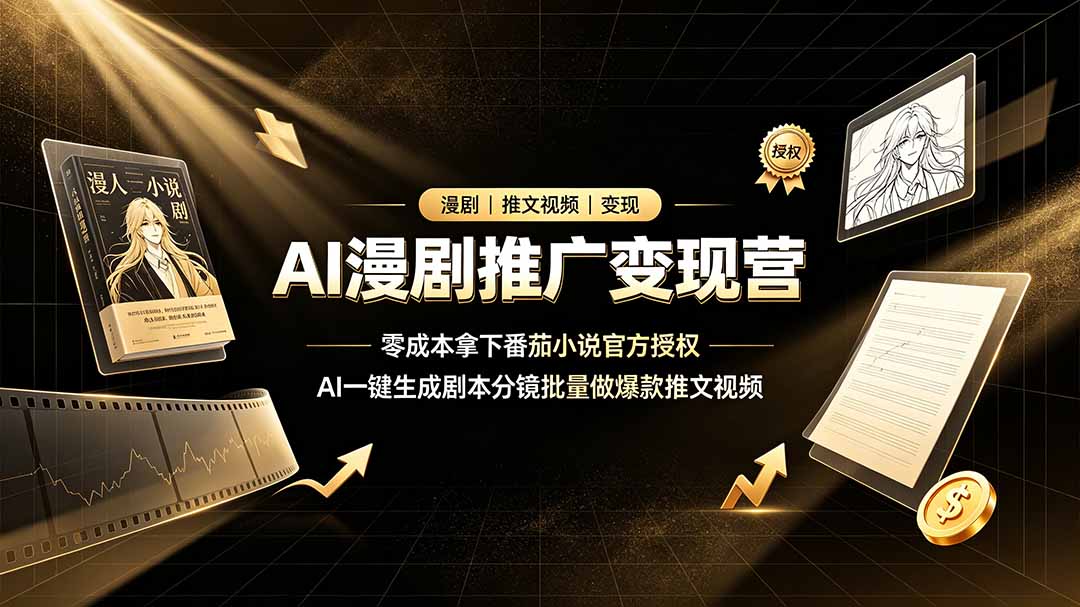 AI漫剧推广变现营，零成本拿下番茄小说官方授权，AI一键生成剧本分镜批量做爆款推文视频-抖音新作品监控助手