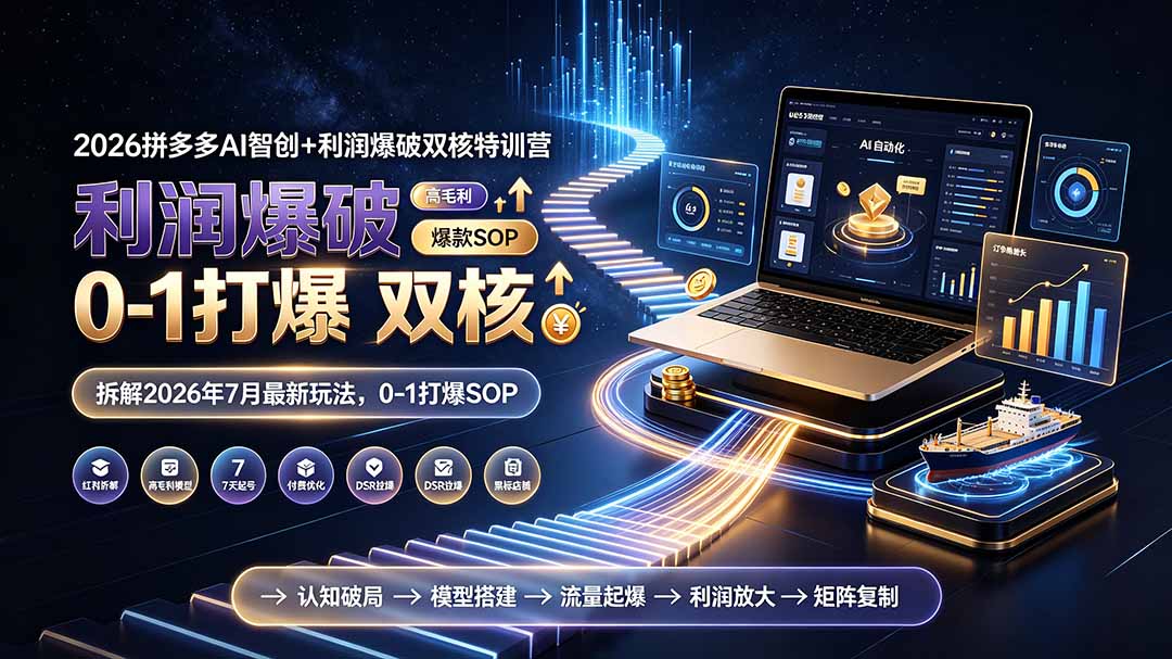 2026拼多多AI智创+利润爆破双核特训营-拆解2026年7月最新玩法，0-1打爆SOP-抖音新作品监控助手