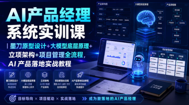AI产品经理系统实训课｜墨刀原型设计+大模型底层原理+立项架构+项目管理全流程，AI产品落地实战教程-抖音新作品监控助手