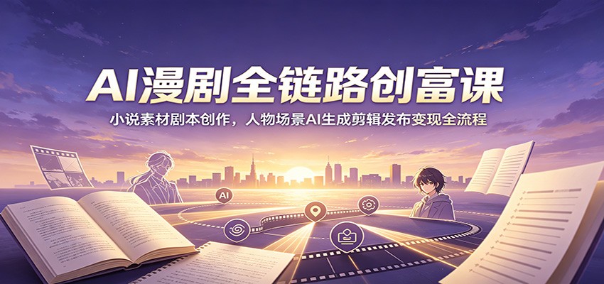 AI漫剧全链路创富课：小说素材剧本创作，人物场景AI生成剪辑发布变现全流程-抖音新作品监控助手