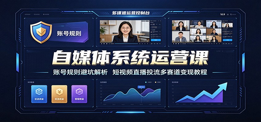 自媒体系统运营课：账号规则避坑解析，短视频直播投流多赛道变现教程-抖音新作品监控助手