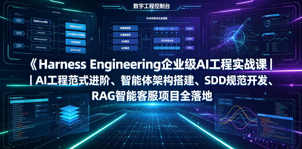 Harness Engineering企业级AI工程实战课｜AI工程范式进阶、智能体架构搭建、SDD规范开发、RAG智能客服项目全落地-抖音新作品监控助手