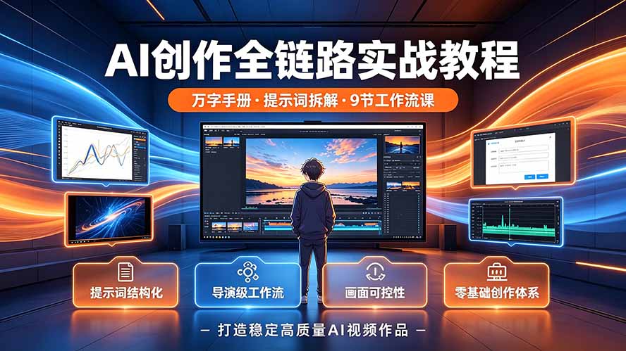 AI创作全链路实战教程｜万字手册·提示词拆解·9节工作流课，打造稳定高质量AI视频作品-抖音新作品监控助手