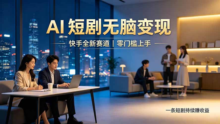 别乱找副业了，快手 AI 短剧零门槛长久被动增收-抖音新作品监控助手