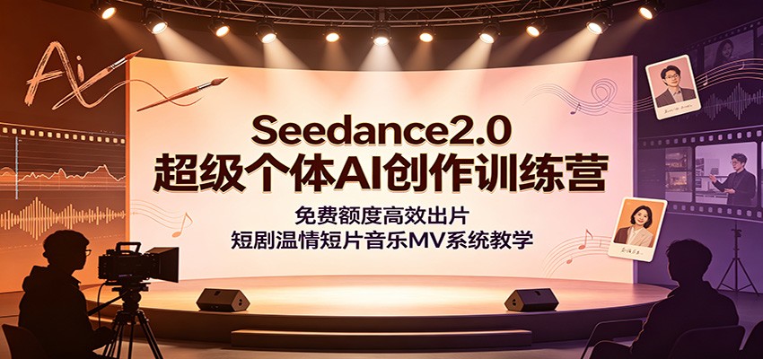 Seedance2.0超级个体AI创作训练营：免费额度高效出片，短剧温情短片音乐MV系统教学-抖音新作品监控助手