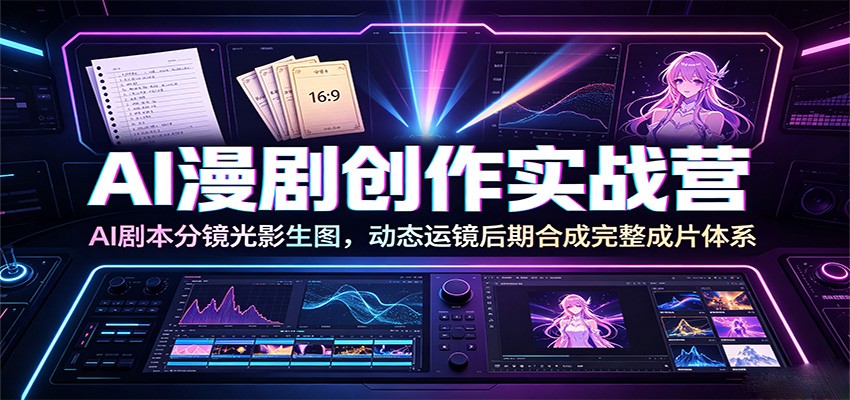 AI漫剧创作实战营：AI剧本分镜光影生图，动态运镜后期合成完整成片体系-抖音新作品监控助手