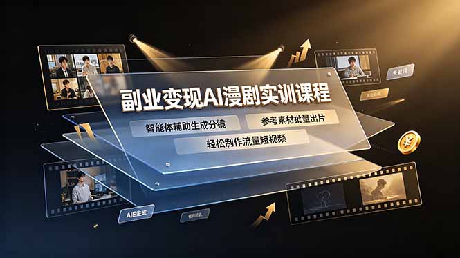 副业变现AI漫剧实训课程，智能体辅助生成分镜，参考素材批量出片，轻松制作流量短视频-抖音新作品监控助手