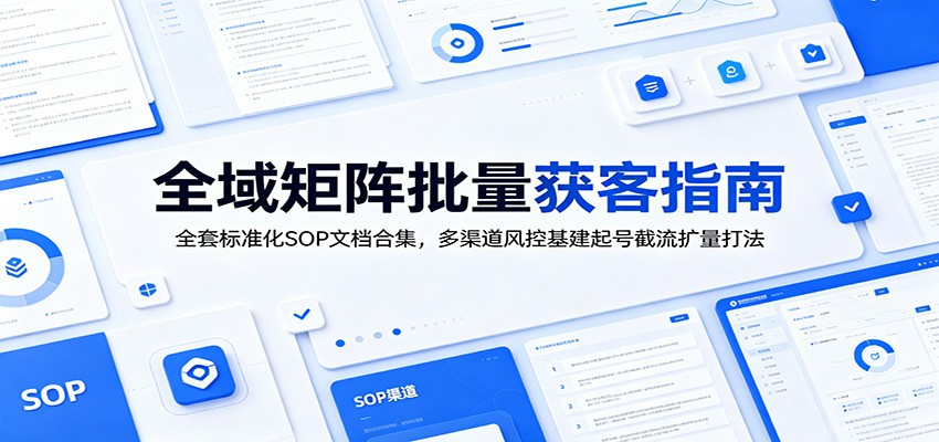全域矩阵批量获客指南：全套标准化SOP文档合集，多渠道风控基建起号截流扩量打法-抖音新作品监控助手