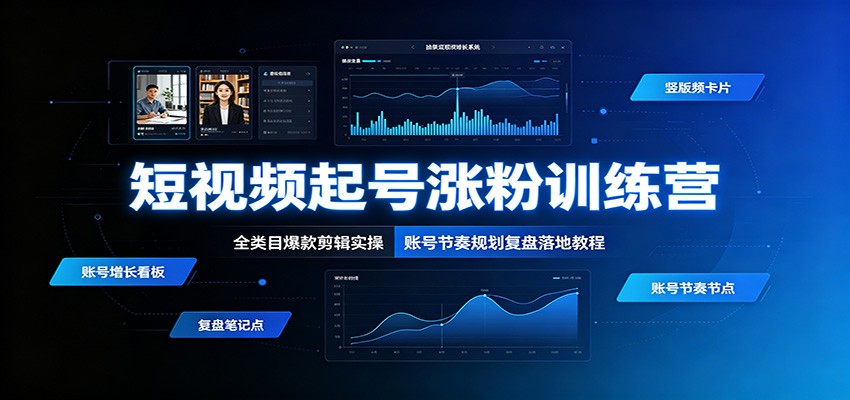 短视频起号涨粉训练营：全类目爆款剪辑实操，账号节奏规划复盘落地教程-抖音新作品监控助手