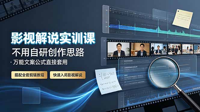 影视解说实训课:不用自研创作思路,万能文案公式直接套用,搭配全套剪辑教程,快速入局影视解说-抖音新作品监控助手