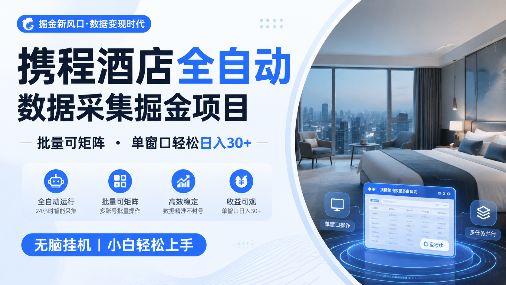 携程酒店全自动数据采集掘金 批量可矩阵 单窗口轻松日入30+-抖音新作品监控助手