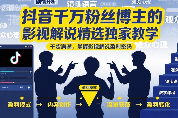 抖音千万粉丝博主的影视解说精选独家教学，干货满满，掌握影视解说盈利密码(更新)-抖音新作品监控助手