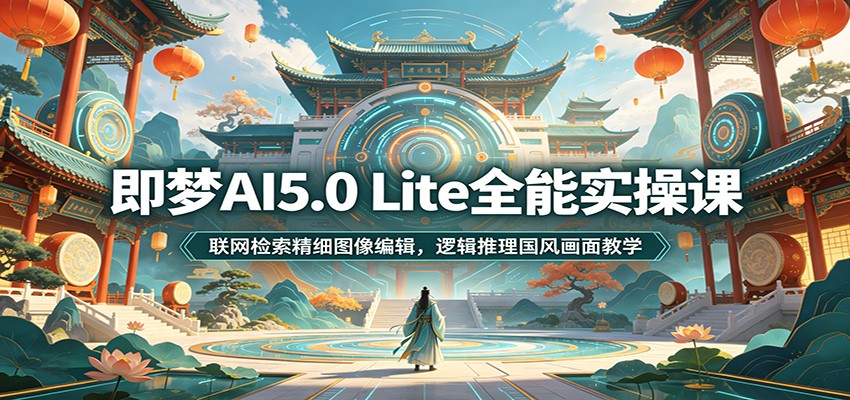 即梦AI5.0 Lite全能实操课：联网检索精细图像编辑，逻辑推理国风画面教学-抖音新作品监控助手