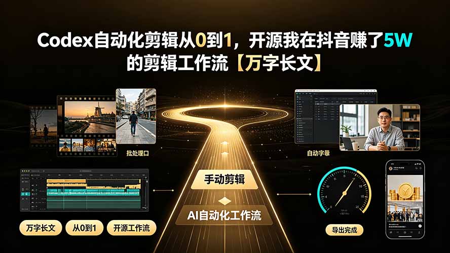 Codex自动化剪辑从0到1，开源我在抖音赚了5W 的剪辑工作流【万字长文】-抖音新作品监控助手